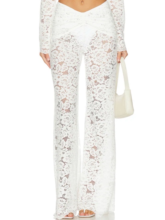 Shani Shemer Pants - Shani Shemer Women's White Lace Straight Leg Madison Pants